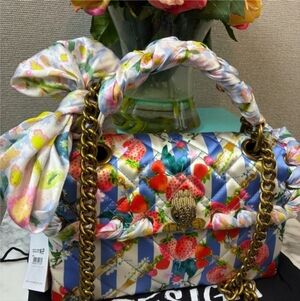 NWT Kurt Geiger Rare Satin Strawberry Kensington Top Handle Shoulder Bag